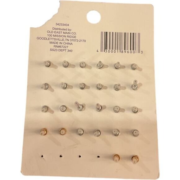 13 Pairs Stud Earrings Set Mixed Designs Silver & Gold Tone - Picture 2 of 2